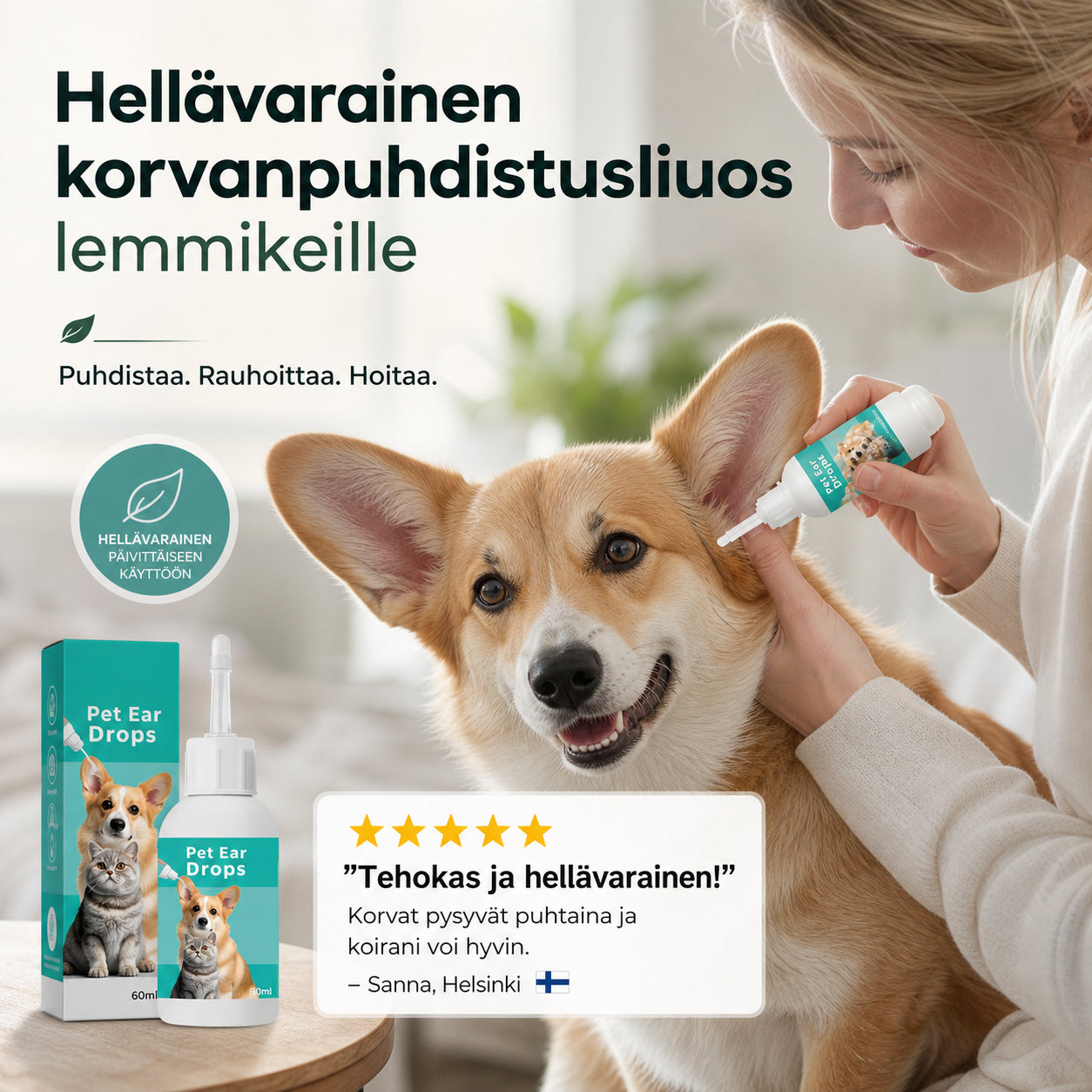 🎁1+1 INGYEN (2 db)🐕👂 Kíméletes fültisztító cseppek – Rugalmas szilikoncsúccsal, 4 lépéses használattal, macskáknak és kutyáknak! 🐱✨