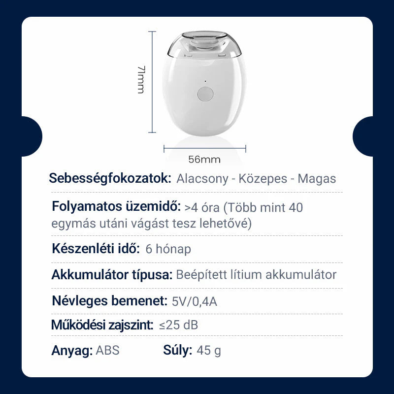 🔥🎁2+2 ingyenes😜50% árcsökkentés💅 Automatikus körömreszelő LED fénnyel🔋 Újratölthető elektromos körömápoló – Csendes, 360° sima reszelés gyerekeknek is!