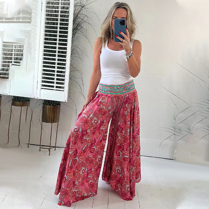 💥🎉50% árcsökkentés🌺✨ Etno stílusú szövött nadrág – gardróbod új kedvence!👖💐 Kényelmes, rugalmas derékpántos nadrág – nyári napokra és kirándulásokhoz!