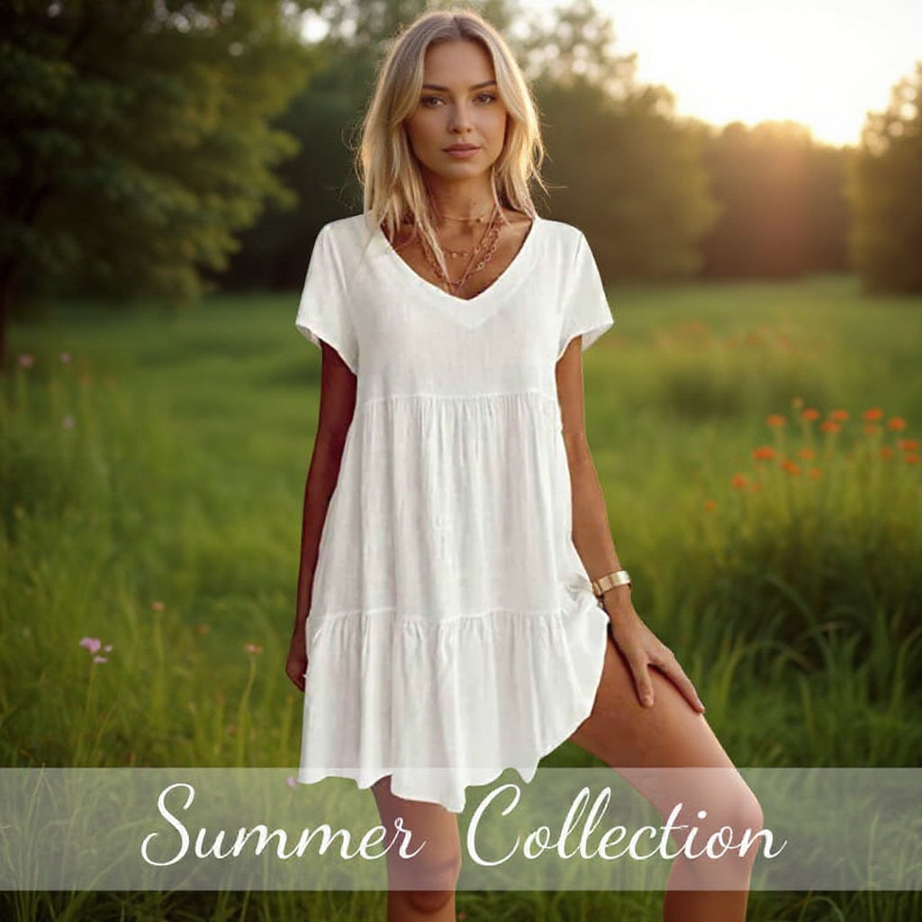 📿Ingyenes nyaklánc👗🌸 V-nyakú réteges ruha – Puha, légáteresztő, laza szabás, 6 színben, S–3XL-ig! ✨💃
