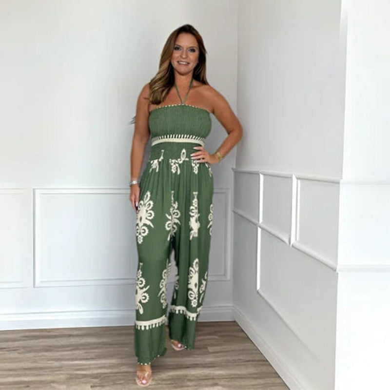 😍2026-os csőtopos🎁 Ajándék nyaklánc! Magas derékú Bardot jumpsuit✨ Nyári laza jumpsuit elöl csomózható kialakítással – Strandhoz, randira és nyaraláshoz tökéletes!