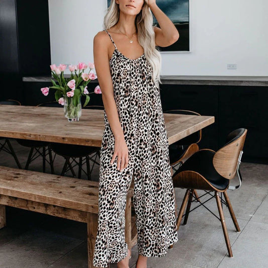 📿Ingyenes gyönyörű nyaklánc☀️ Ujjatlan, légies női együttes🌈 Batikolt & nyomatos spagetti pántos jumpsuit – Laza, széles szárú és nyári kényelem!