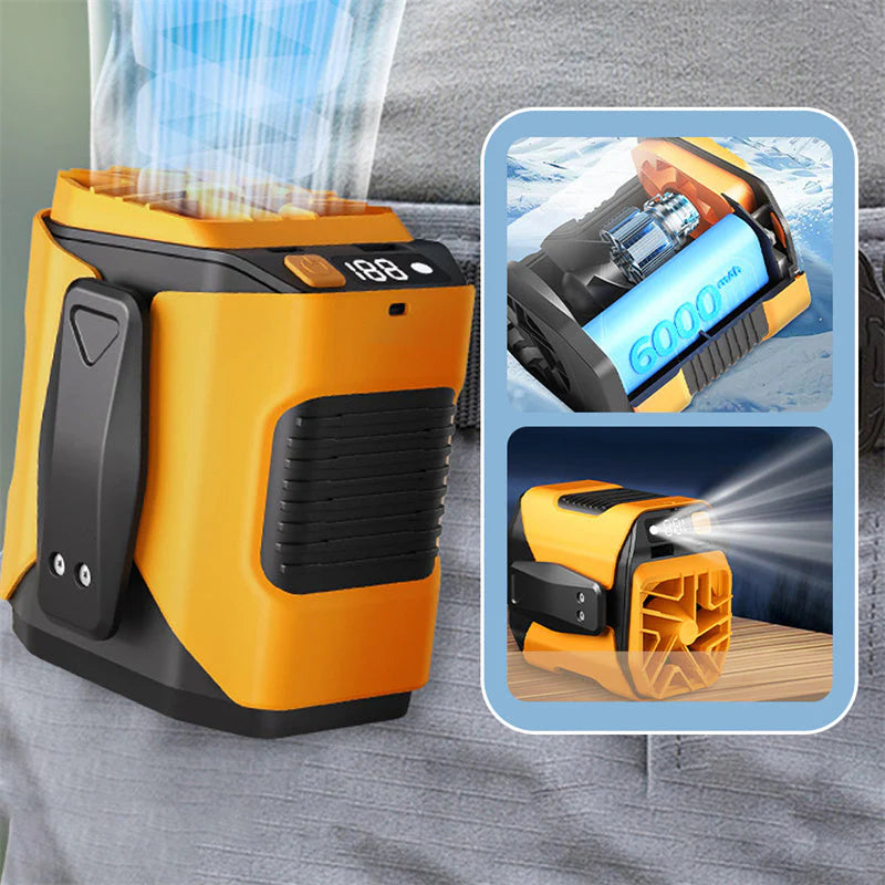🎁Ingyenes ajándék🌬️ Széles szögű hűtő ventilátor💨 100 fokozatú nyakventilátor – 6000mAh akku + zseblámpa + töltő!🏖️