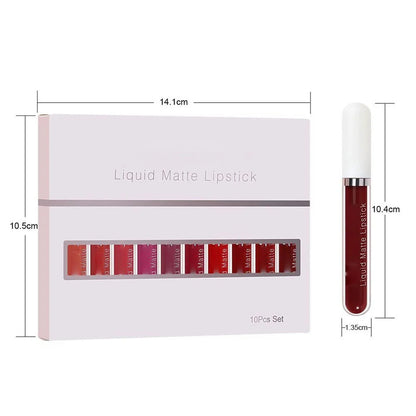 💄✨ 10 részes matt folyékony rúzs szett – Vízálló, egész nap tartó, hidratáló, E-vitaminnal és természetes olajokkal! 🌸💋