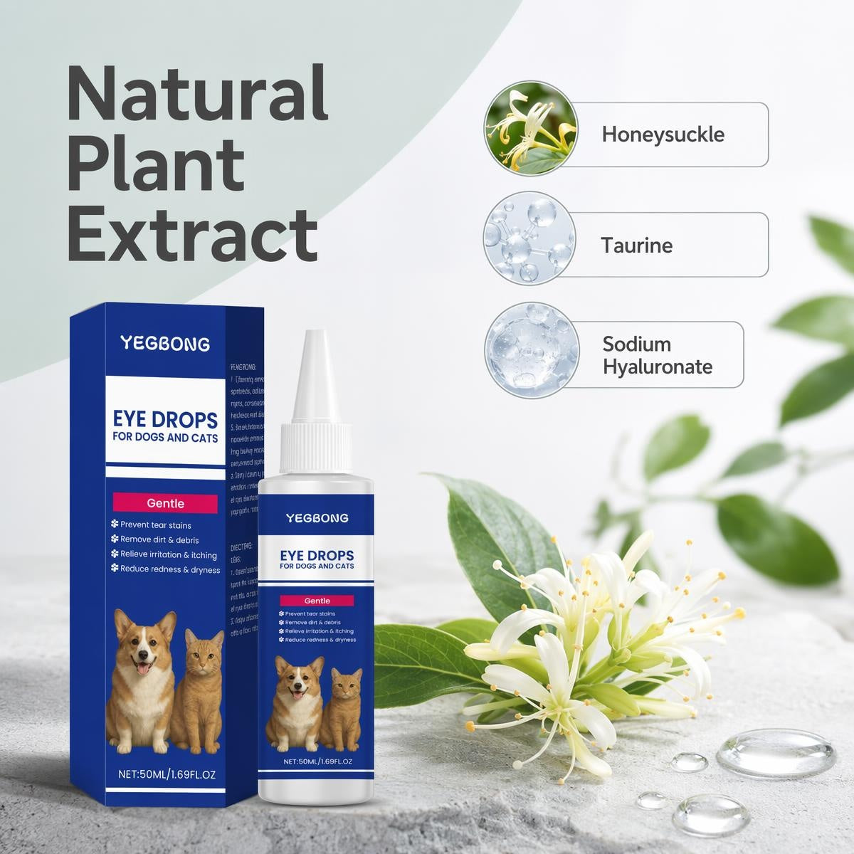 🐕👁️ Kíméletes könnyfolt-tisztító – Mentakivonattal, növényi alapú formulával, macskáknak és kutyáknak! 🐱✨