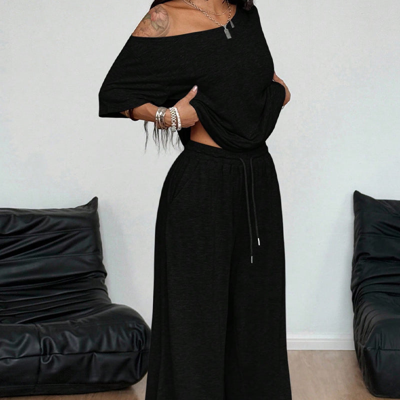 🌸💫 Kétrészes laza szett – Laza széles szárú nadrággal, puha légáteresztő anyagból, S–2XL-ig! ✨💃