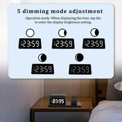 😘Eredeti ár 70% kedvezménnyel⚡4-en-1 Vezeték nélküli Töltő – 15W Gyorstöltés + LED Óra!