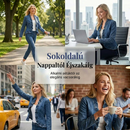 🎉45% árcsökkentés😍2026 tavaszi újdonságok👖 Női fodros szegélyű farmerdzseki – klasszikus és nőies!