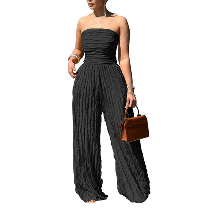 【😍 50% kedvezmény🎁Ingyenes ajándék】💃✨ Chic jumpsuit – Bandeau váll + magas derék – Teljes sziluett egy kényelmes darabban!