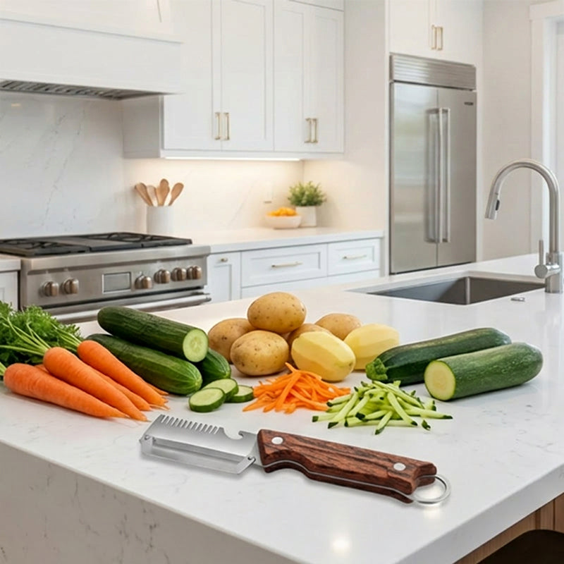 💥🎉1+1 ingyen🥕Többfunkciós konyhai hámozó – Hámozás, szeletelés és palacknyitó egyben🔪✨