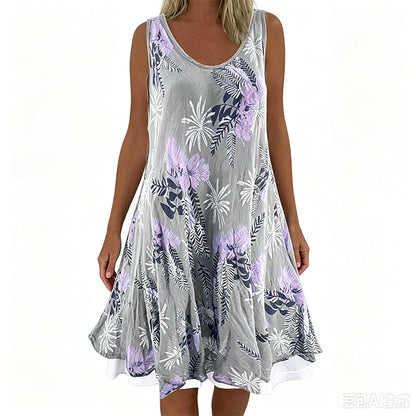 👗🌸 Trópusi virágmintás A-vonalú ruha – Karcsúsító szabás, élethű digitális nyomtatás, S–3XL-ig! ✨💃