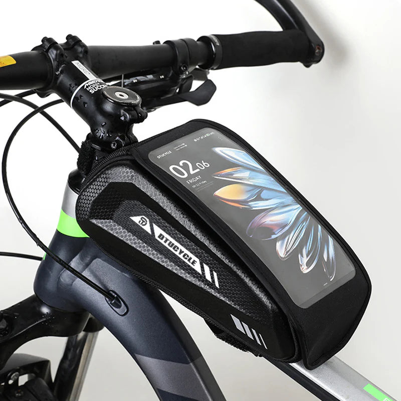 🎉44% árcsökkentés 🚲Nagy kapacitású EVA kerékpár felsőcső táska📱Vízálló kerékpáros táska érintésérzékeny TPU ablakkal –Kettős cipzár, ütés- és vízlepergető kivitel!