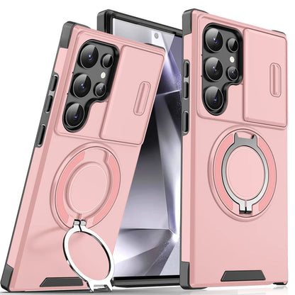 📱🔒Samsung 3 az 1-ben mágneses védőtok – kiemelt kamerafedél + állvány + teljes körű védelem.