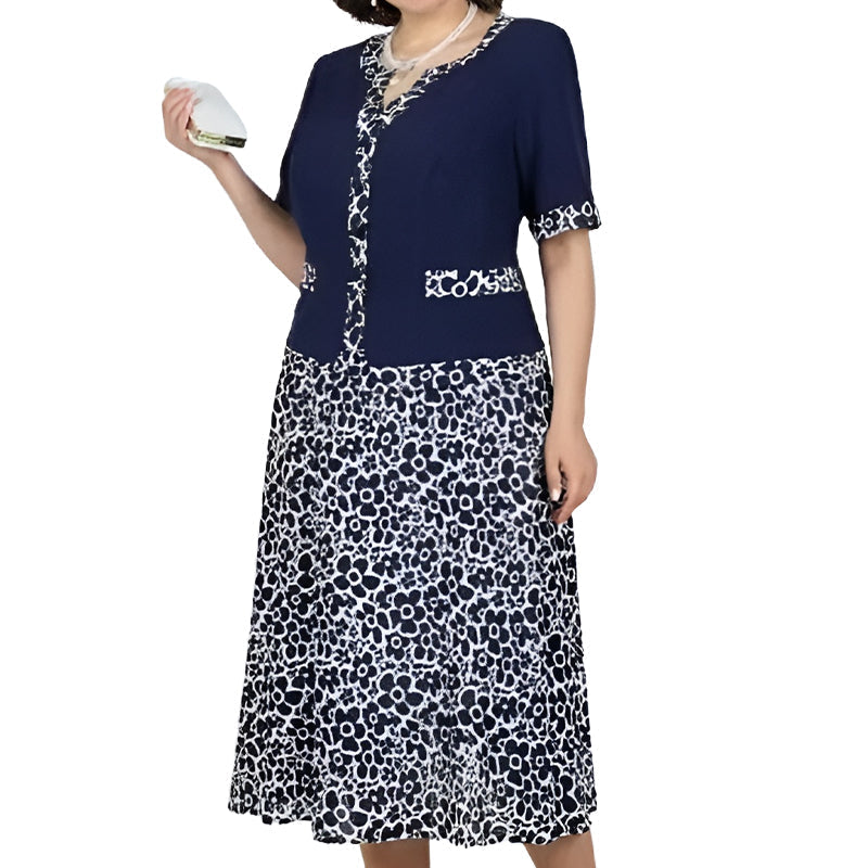 💥50% árcsökkentés📿Ingyenes gyönyörű nyaklánc🧥💼 Divatos, két részesnek tűnő egyberuha🌸✨ A-vonalú virágmintás ruha – a könnyed elegancia maga, minden testalkatra!