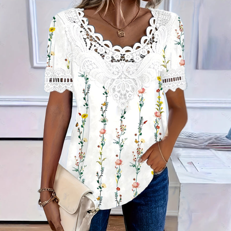 👚🌸 Elegáns csipkevirágos blúz – Kivágott nyakkivágással, könnyű és légáteresztő, 13 színben! ✨💫