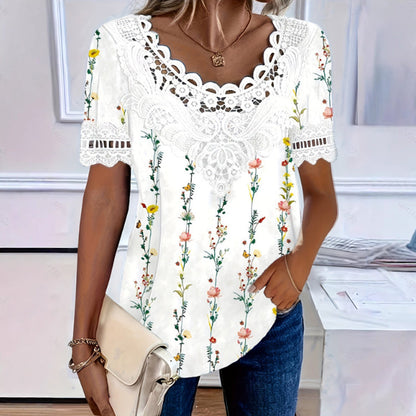 👚🌸 Elegáns csipkevirágos blúz – Kivágott nyakkivágással, könnyű és légáteresztő, 13 színben! ✨💫
