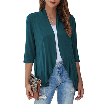 🌟🌸 Elegáns nyitott kardigán szett – Fodros szegéllyel, háromnegyedes ujjakkal, S–3XL-ig, 4 színben! ✨💃