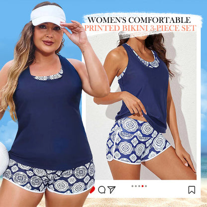 🏖️ Forró nyári akció – 50% kedvezmény! 💝✨ Nőies és kényelmes, 3 részes, nyomtatott bikini szett