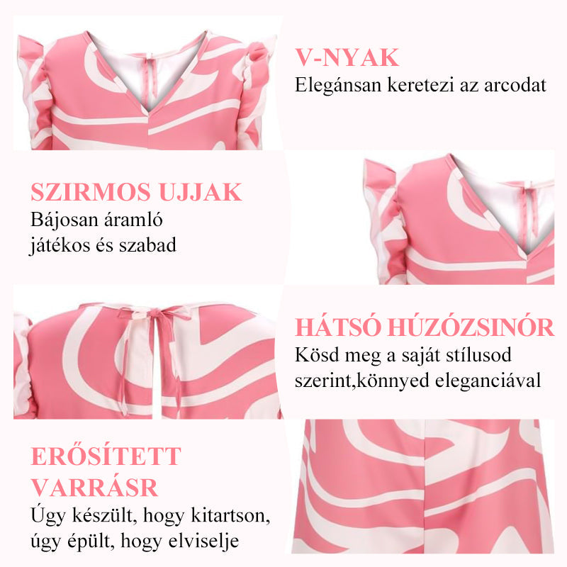 ⏰Az utolsó 50 db🎁Ingyenes gyönyörű nyaklánc🌸 Női V-nyakú mintás overall✨ Széles lábszárú overall 4 színben: kényelem és elegancia egyben!