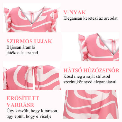 ⏰Az utolsó 50 db🎁Ingyenes gyönyörű nyaklánc🌸 Női V-nyakú mintás overall✨ Széles lábszárú overall 4 színben: kényelem és elegancia egyben!