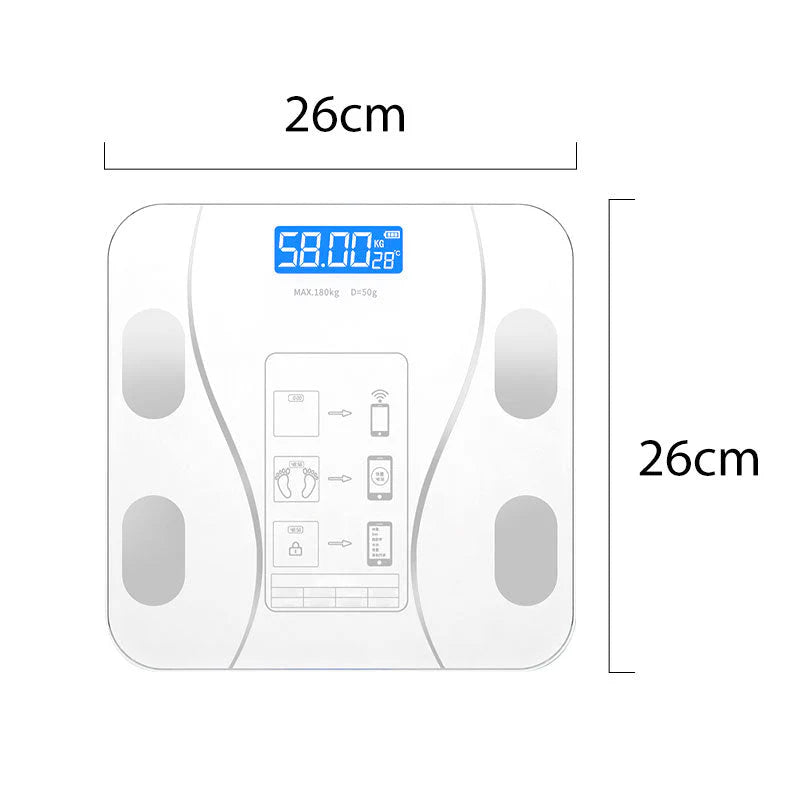 📱 Bluetooth elemző mérleg⚖️ Intelligens testösszetétel mérleg – 18 egészségügyi adat pontosan!