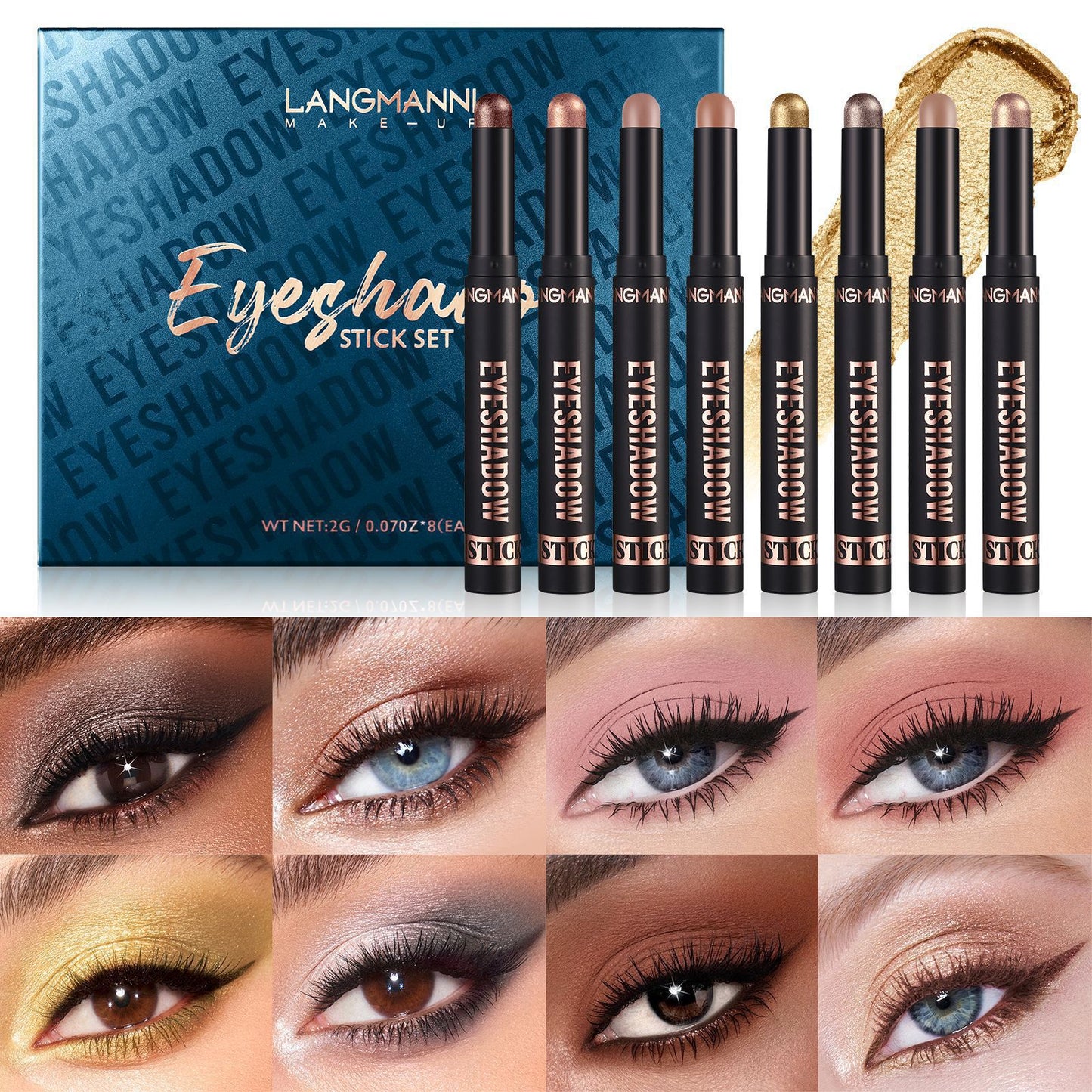 🔥1 vásárol 1 ingyen kap👀2 az 1-ben vízálló szemhéjfesték – smink 5 másodperc alatt! 8 árnyalat + highlighter!