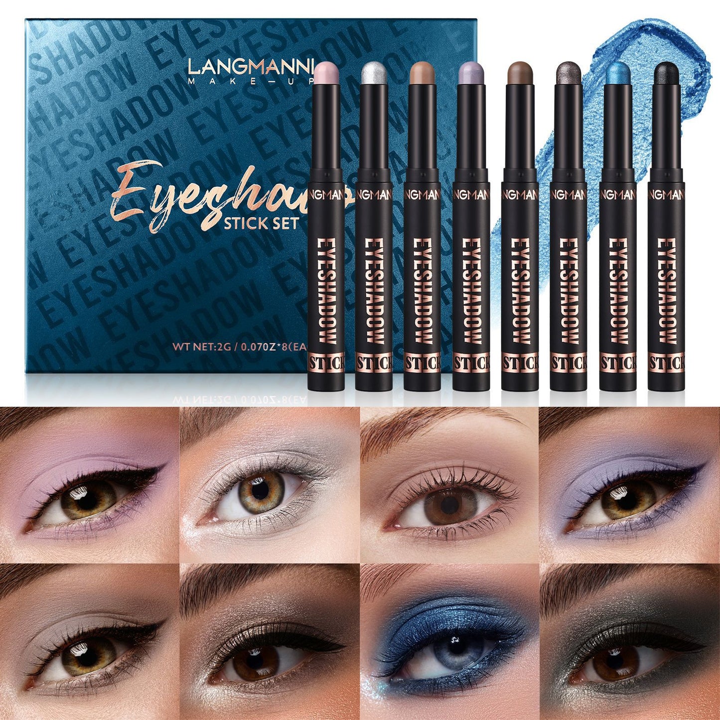 🔥1 vásárol 1 ingyen kap👀2 az 1-ben vízálló szemhéjfesték – smink 5 másodperc alatt! 8 árnyalat + highlighter!