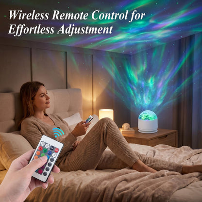 🌌 Aurora éjszakai fényvetítő🎨16 színválaszték📱Távirányítós funkció🌙 Hipnotizáló égi minták！