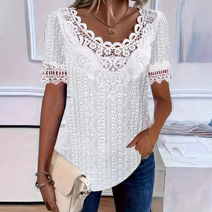 👚🌸 Elegáns csipkevirágos blúz – Kivágott nyakkivágással, könnyű és légáteresztő, 13 színben! ✨💫