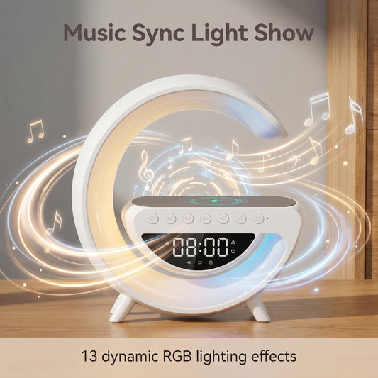 🌙 4 az 1-ben Moonlight okos lámpa🔋Vezeték nélküli töltő + 360°-os RGB fény + Bluetooth hangszóró🎵 13 dinamikus fénymód, zeneszinkron!