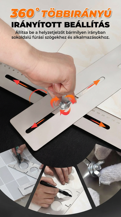 🔥1+1 ingyenes🎉Bestseller akció🔩 Csempéfúró pozicionáló eszköz📏 Többfűrás mérőeszköz 360°-ban állítható – Profi és barkácsolók számára!