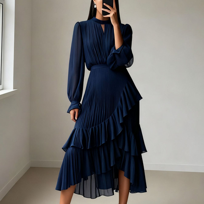 🎁Ingyenes ajándék-📿Gyönyörű nyaklánc💃 Magas nyak, átlátszó ujjak – Kifinomult és nőies sziluett!👗