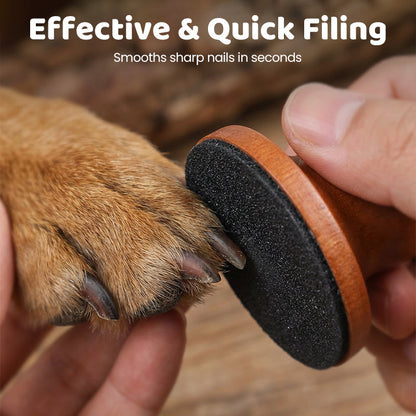 🐾 Stresszmentes körömápolás – Ergonomikus fa nyél + cserélhető csiszolópádok – 😌Kutyáknak, macskáknak egyaránt！