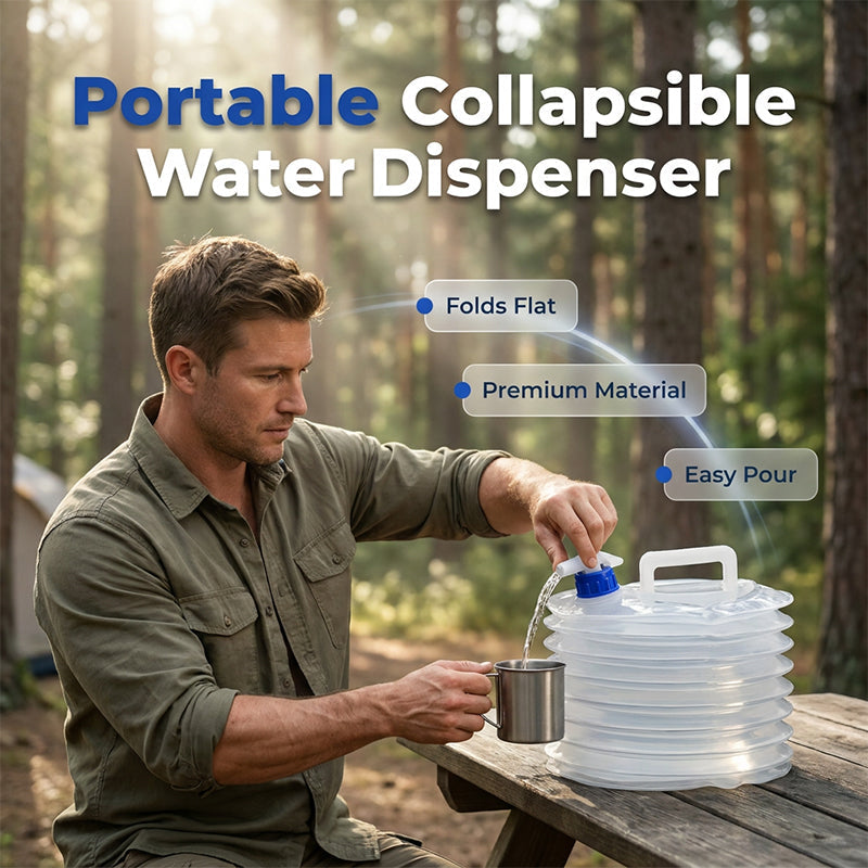 💧 Összehajtható víztartály csapokkal🎒3–15 literes kapacitás – Ultrakompakt tárolás🏕️ Szivárgásbiztos csap + ergonomikus fogantyú！