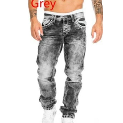 🎁Ingyenes ajándék👖 Tartós vintage farmernadrág✨ Laza denimből készült nadrág – Egyedi mosott hatás és kontrasztos díszvarrás！