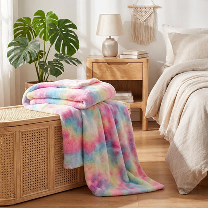 🌈 Élénk tie-dye minta + rendkívül puha plüss szövet🛋️ Minden évszakra alkalmas – Könnyű melegség, mosógépben mosható！