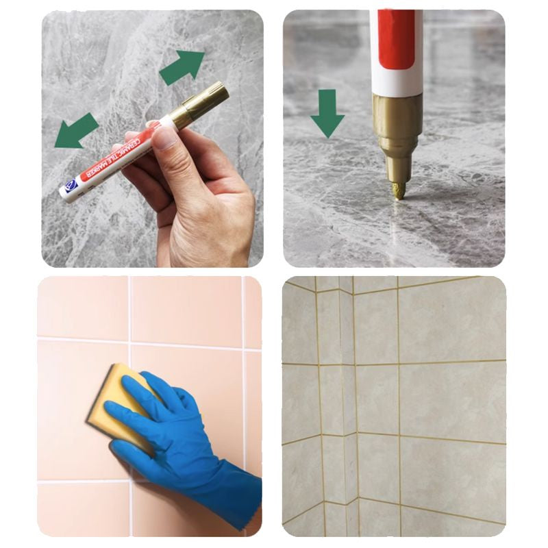 🌈 2+2 INGYEN🛁 Fürdőszoba csempeújító toll🧴 Csempefugázó toll – Penész és foltok ellen tartós védelem！