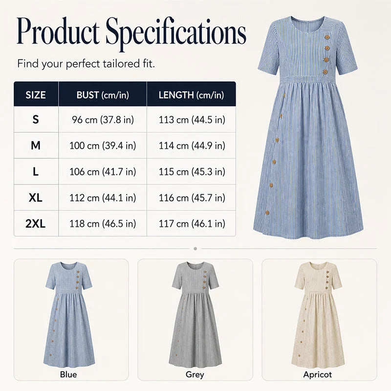 👗Új érkezők 50% kedvezménnyel💥Női, laza szabású, csíkos szabadidőruha🌸 Időtálló design, praktikus oldalzsebekkel, S–4XL-ig! ✨💫