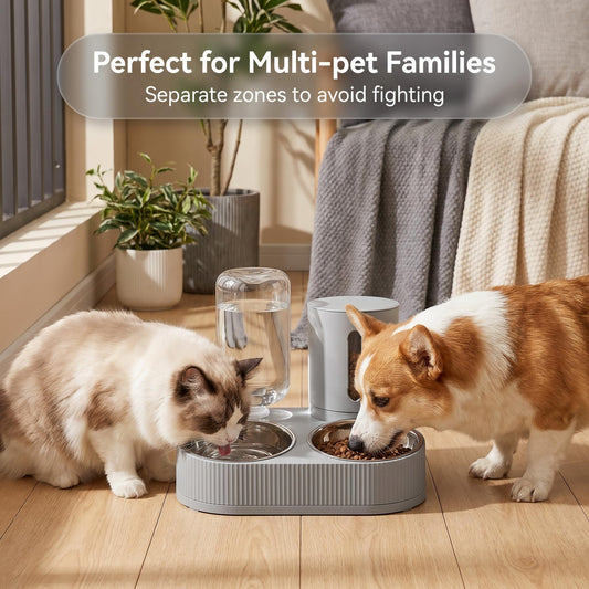 🔄 360°-os rugalmas forgatás – Kétkamrás elválasztás: 2,6 l víz + 2,4 l etető – Fejlett szűrőrendszer🐱🐶 Nagy kapacitás akár egy hétre！