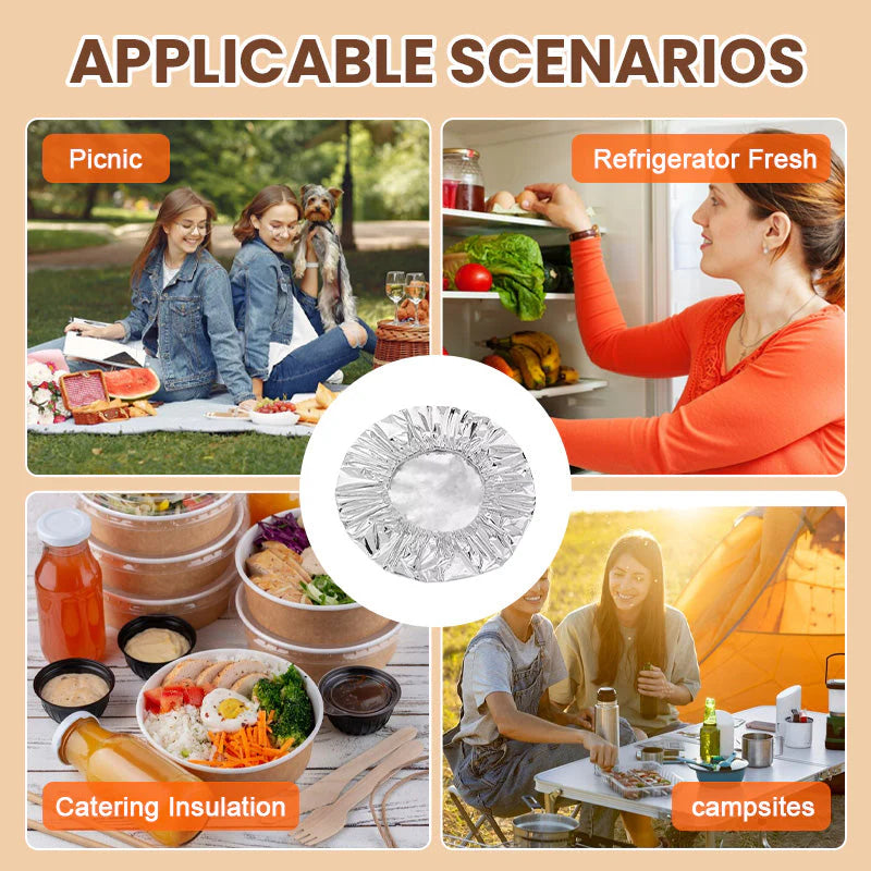 🎁30 darab+20 darab ingyenes🔥 Alumínium hőszigetelő fedél – Hosszú ideig meleg tartja az ételt! ♻ Újrahasznosítható & mikrohullámú sütőben használható!