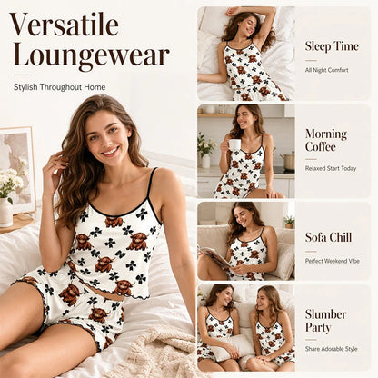 📢📢50% KEDVEZMÉNY!! ⏰„Summer Sleepless” spagetti pántos topból álló hálóruha-szett🌸🛏️
