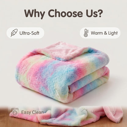 🌈 Élénk tie-dye minta + rendkívül puha plüss szövet🛋️ Minden évszakra alkalmas – Könnyű melegség, mosógépben mosható！