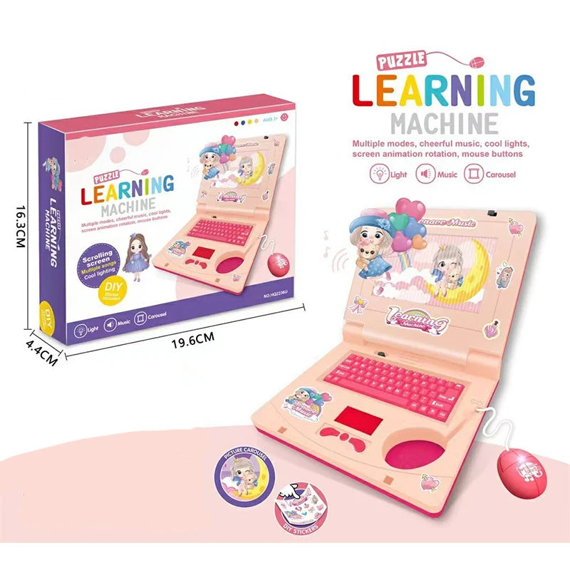 💻✨ Interaktív játék-laptop gyerekeknek – Görgető képernyő, vidám zene, finommotorika fejlesztése, 3 éves kortól! 🎵👶