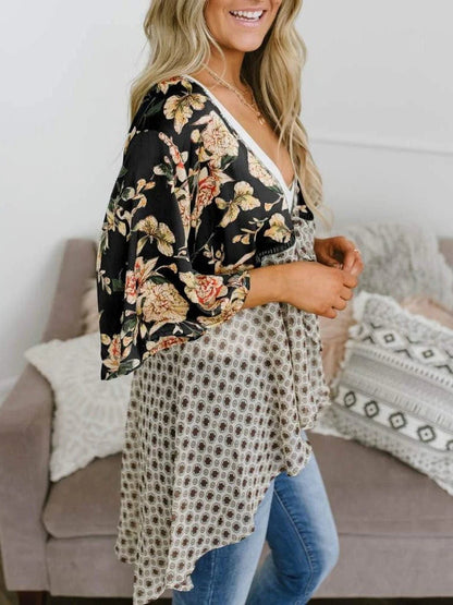 😜50% árcsökkentés 🎁Ingyenes ajándék-📿Gyönyörű nyaklánc🌸 Boho virágmintás sifon kardigán – Könnyű, fodros és sokoldalú nyári stílus!