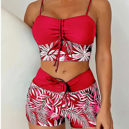 🎁 Ingyenes nyaklánc ajándék🌊 Gyorsan száradó két részes bikini👙 Magas derékú női fürdőruha – Boxer stílusú, élénk nyomattal és strandkényelemmel!