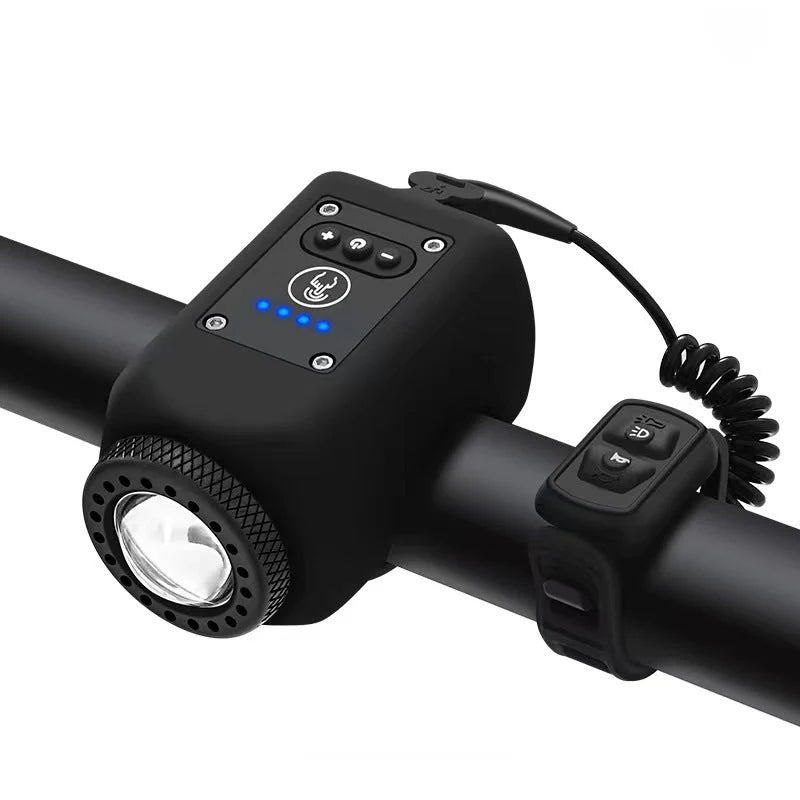 🔥Hegyi kerékpár elektronikus csengő🚴 Erős fényű újratölthető bicikli lámpa🔔 2 az 1-ben kerékpárlámpa + kürt – 110dB hangjelzés, IPX5 vízálló és USB tölthető!