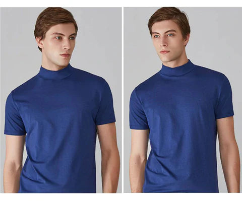 🔥1+1 ingyenes👕 Magas gallér férfi póló🌿 Lélegző anyag – Elegáns mindennapi viselet minden férfinak!