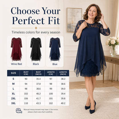 📿Ingyenes rózsa nyaklánc👗🌸 Chiffon csipkeruha – Légáteresztő, laza szabás, finom virágos részletekkel, S–3XL-ig! ✨💃
