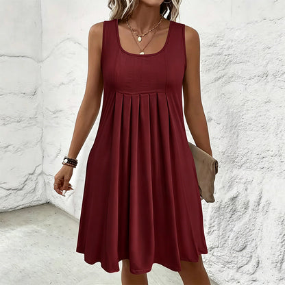 🎁⏰ Utolsó 50 darab! – 👗Elegáns, plisszírozott nyári ujjatlan ruha +📿ingyenes gyönyörű nyaklánc!