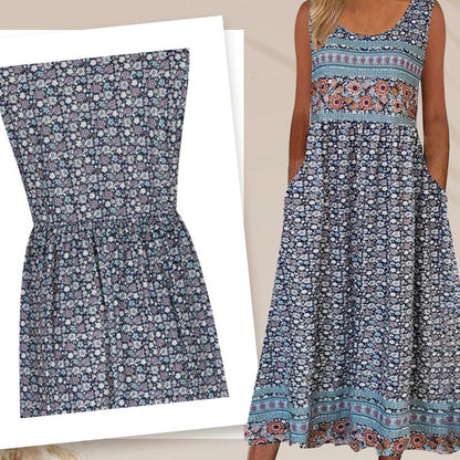 😊50% kedvezmény📿Ingyenes gyönyörű nyaklánc🌸 Virágmintás hosszú ujjatlan ruha – Lélegző, puhaság és nyári elegancka!